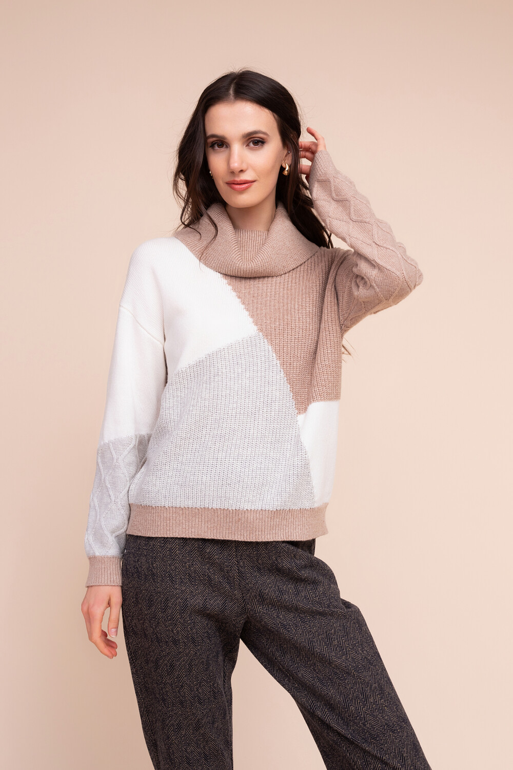 Alison Sheri's Colorblock Cable Sweater 