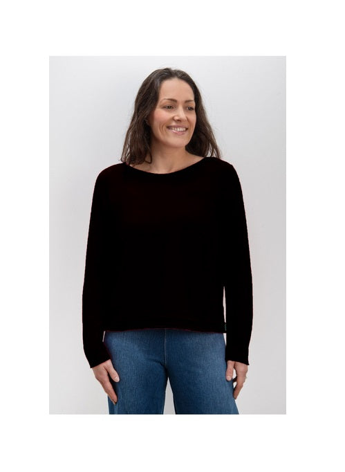 Amazing Woman Chloe Rolled Hem Boxy Sweater in Black