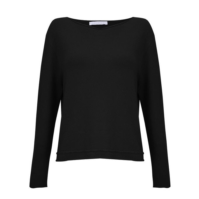 Amazing Woman Chloe Rolled Hem Boxy Sweater in Black