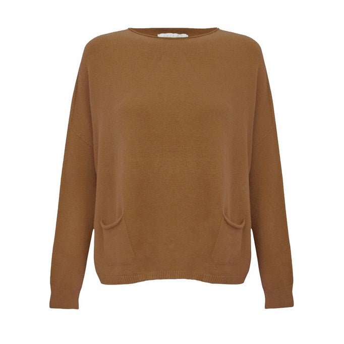Amazing Woman Jodie Front Pocket Supersoft Knit Jumper in Toast
