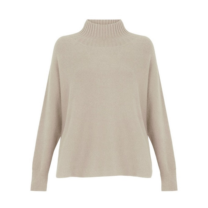 Amazing Woman Jolie Boxy High Neck Sweater in Beige