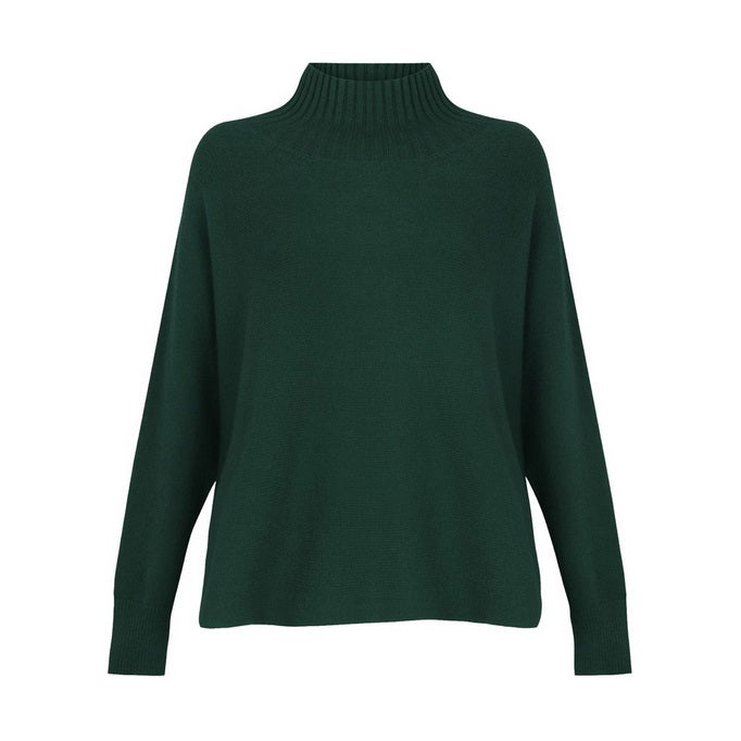 Amazing Woman Jolie Boxy High Neck Sweater in Forest