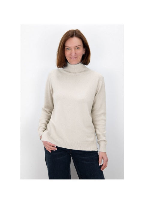 Amazing Woman Polo Loose Fit Polo Neck Sweater in Ivory
