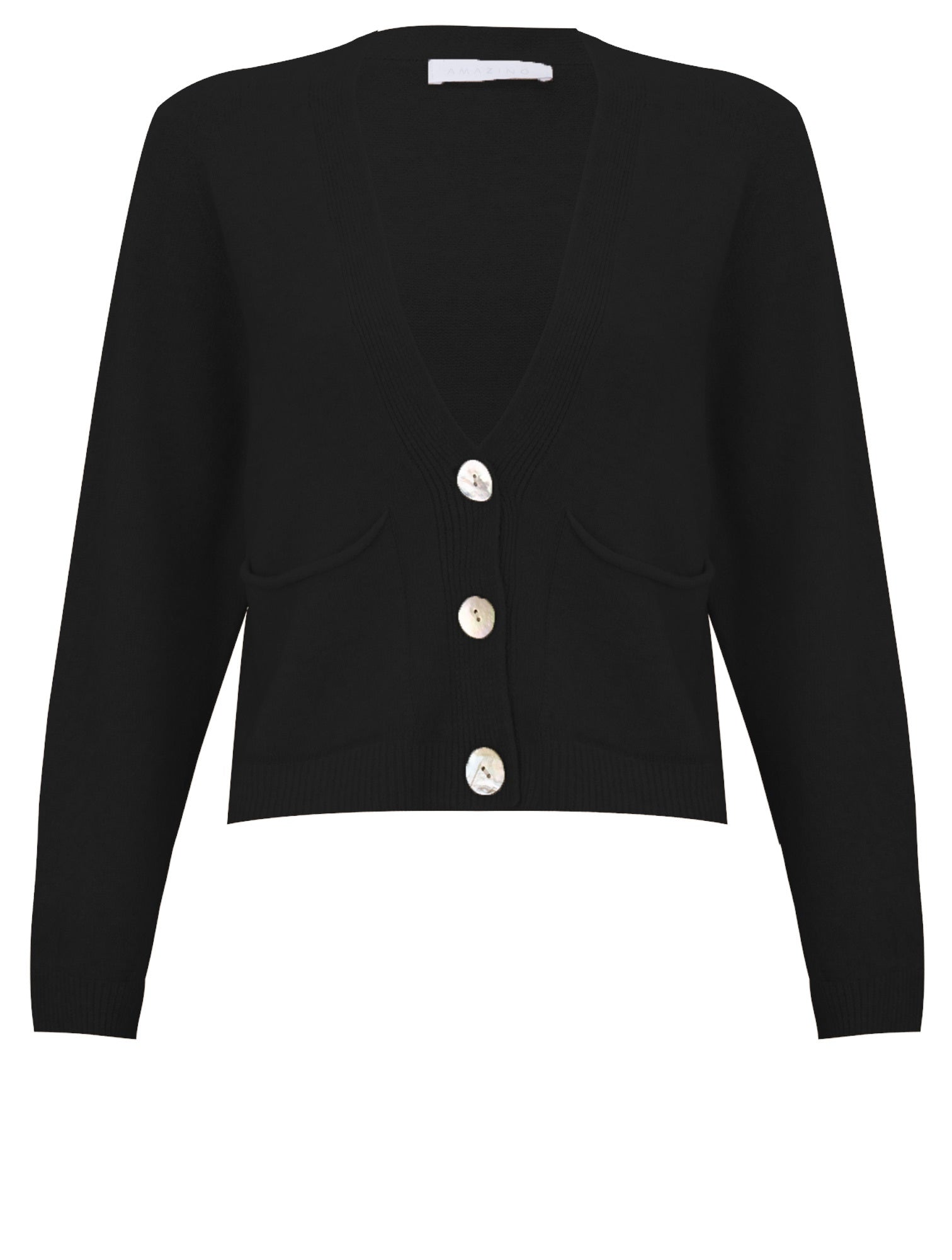 Amazing Woman Pookie Boxy Cropped Cardigan in Black