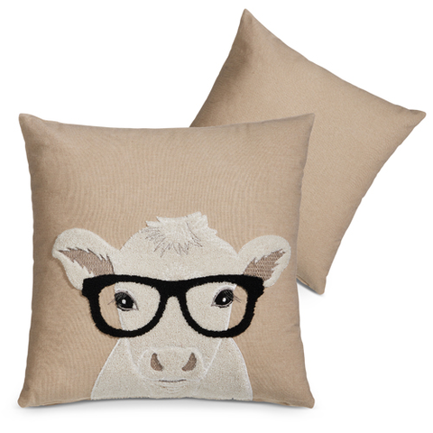 Cow with Glasses Accent Pillow