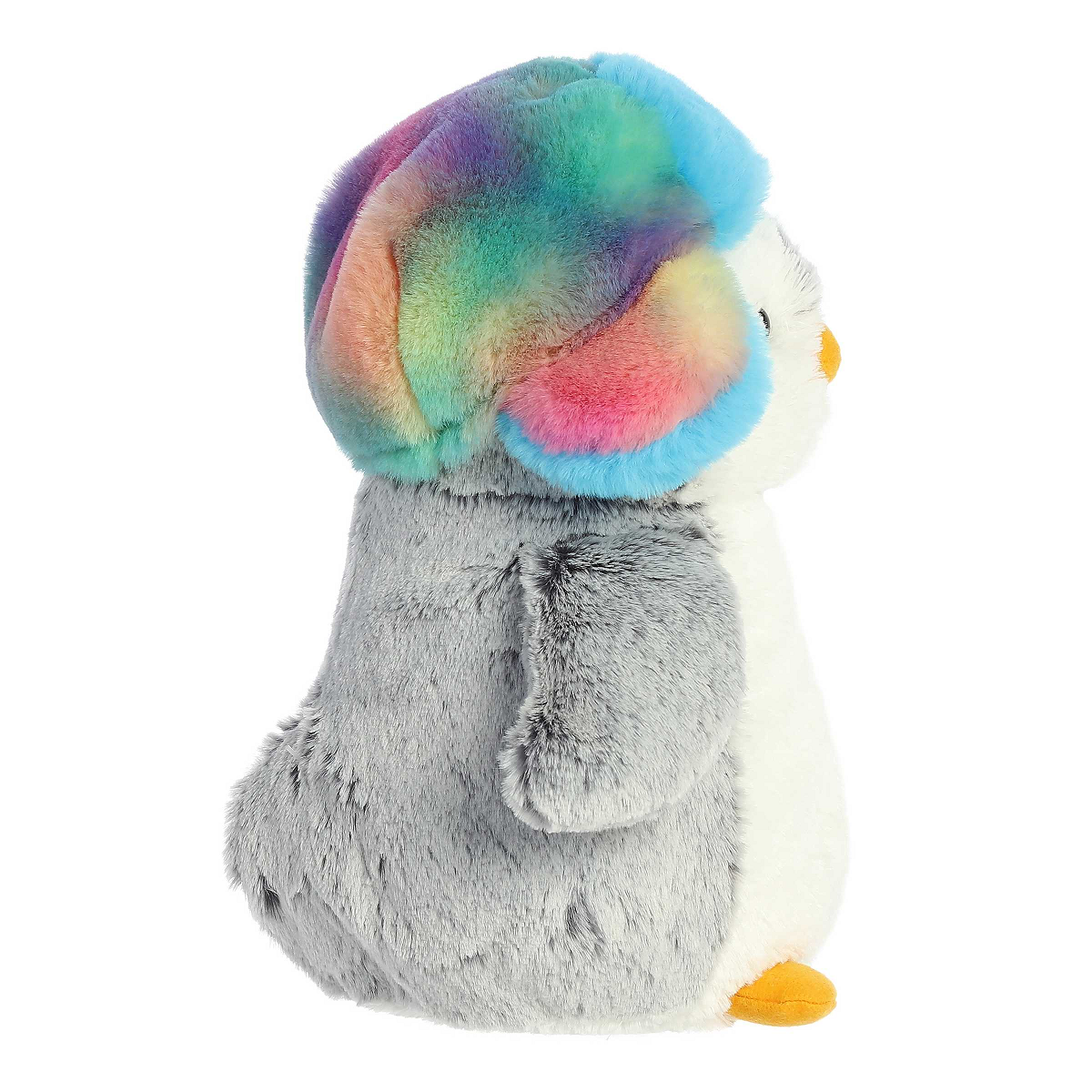 Aurora Pom Pom Penguin Plush with Rainbow Trapper Hat 