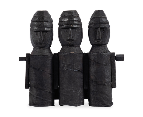 Set of 3 Wooden Puppets Decor