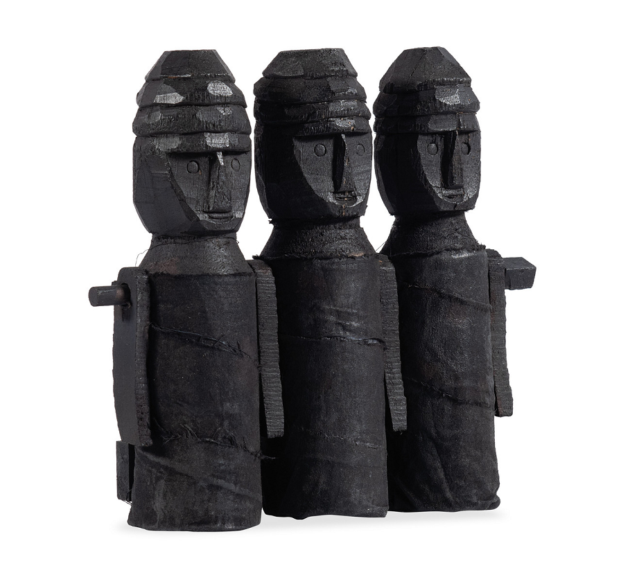 Set of 3 Wooden Puppets Decor