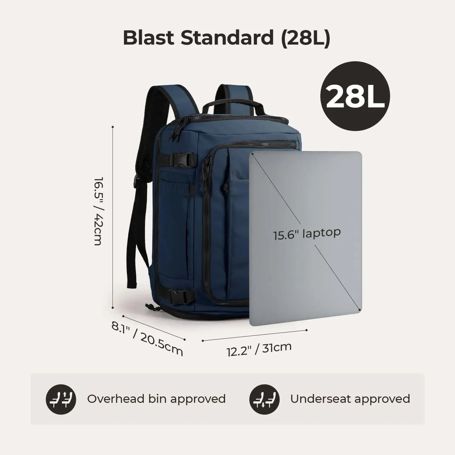 Bagsmart Blast Quick Access Travel Backpack in Navy