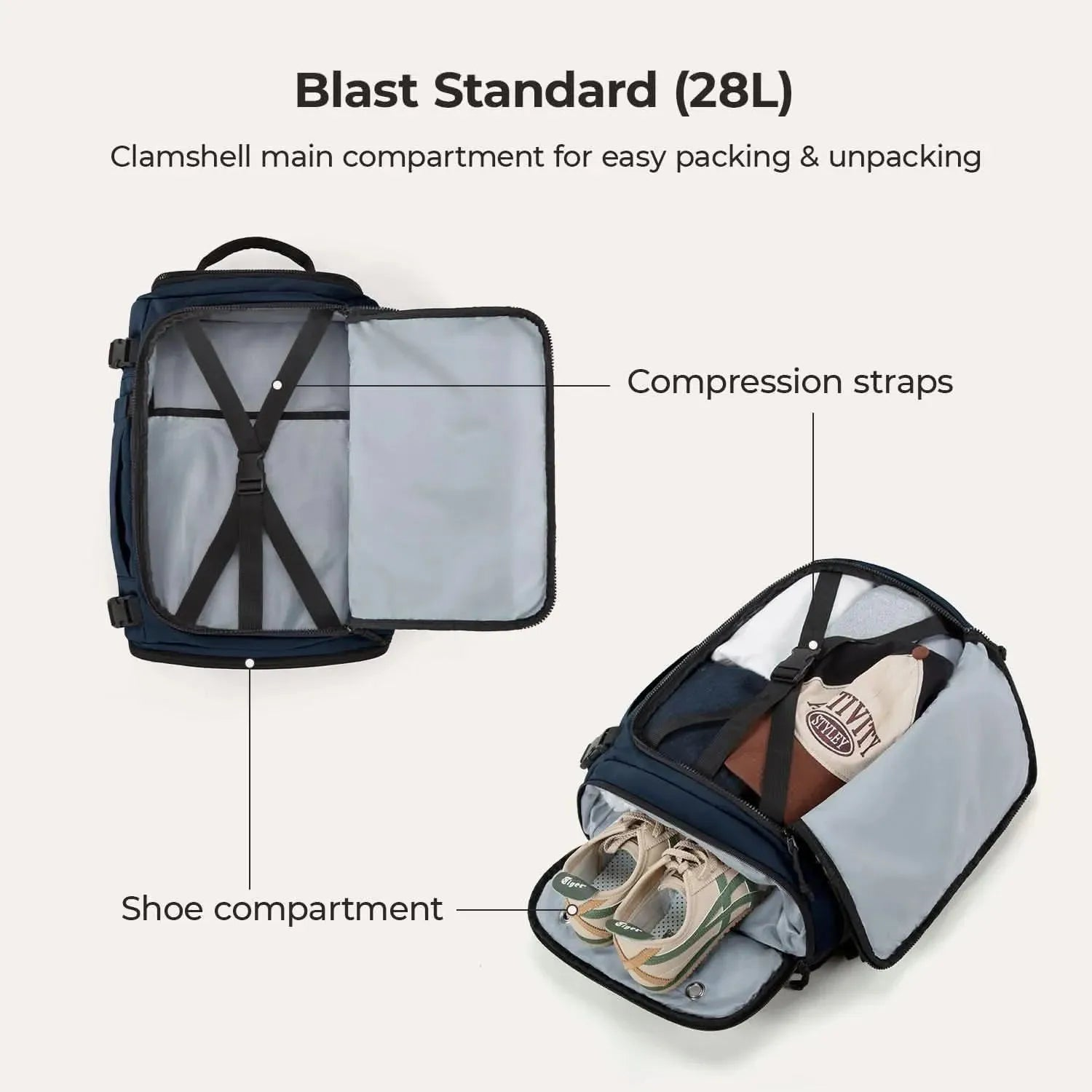 Bagsmart Blast Quick Access Travel Backpack in Navy