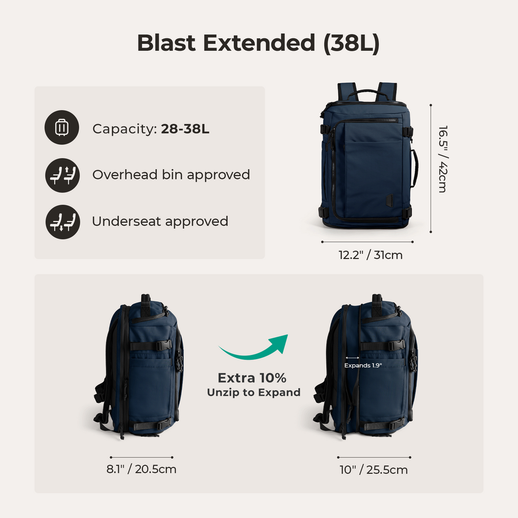 Bagsmart Blast Quick Access Travel Backpack in Navy