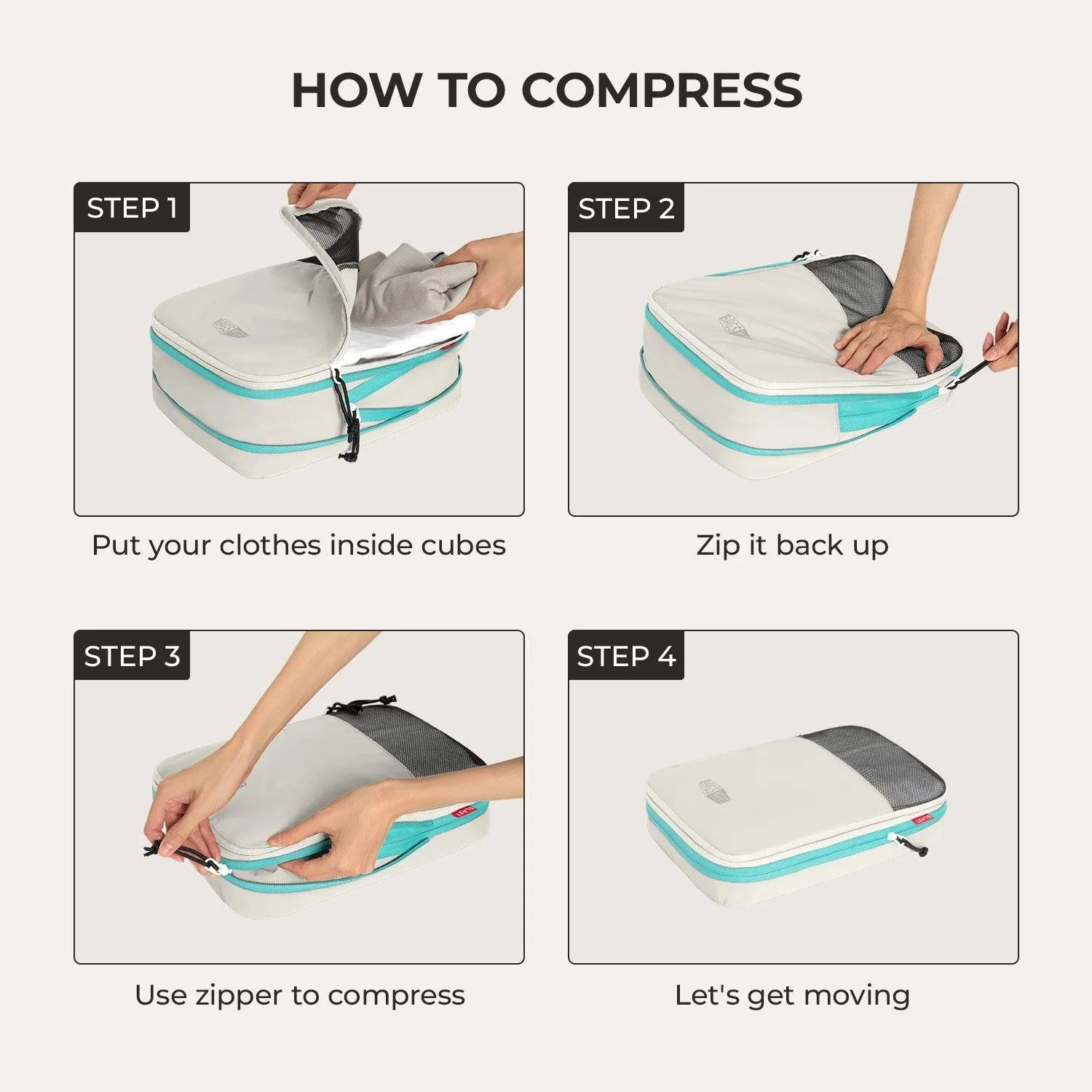 Bagsmart Blast 6pc Compression Travel Packing Cubes Set in Peyote