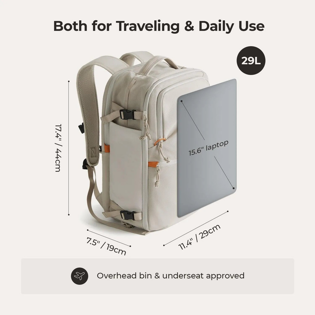 Bagsmart Faro Carry On Travel Backpack Set in Bone White