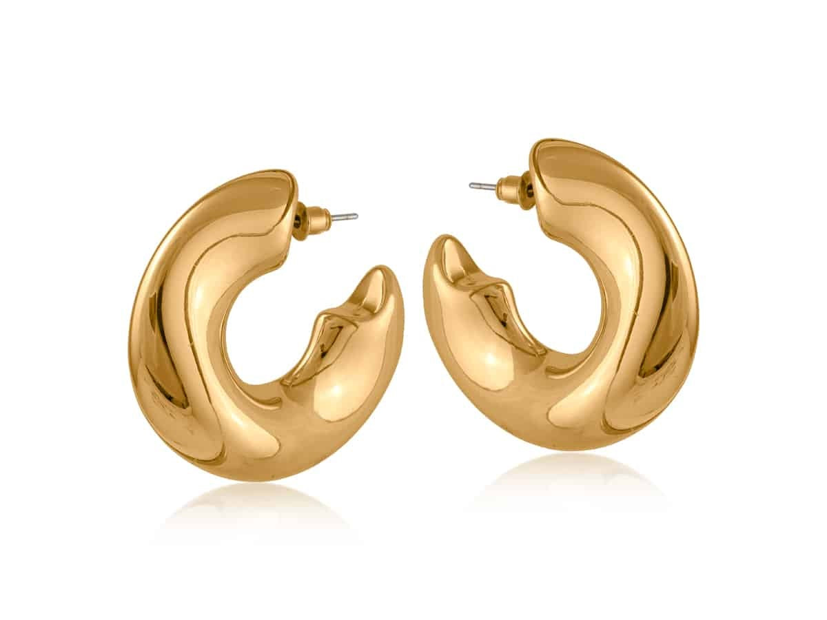 Big Metal London Andrea Statement Organic Hoop Earrings Gold