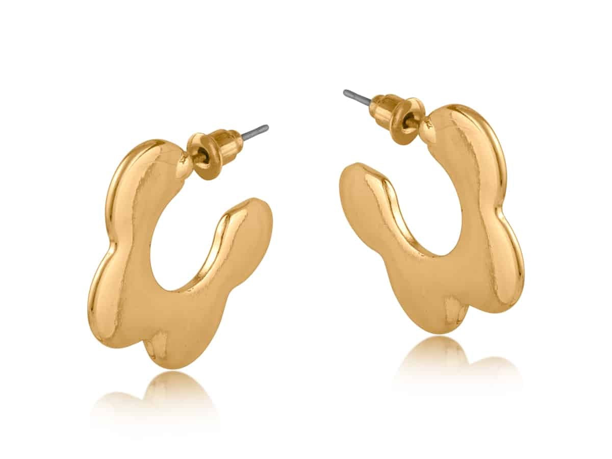 Big Metal London Camille Squiggle Hoop Earrings Gold