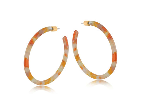 Big Metal London Emma Resin Statement Hoop Earrings Orange