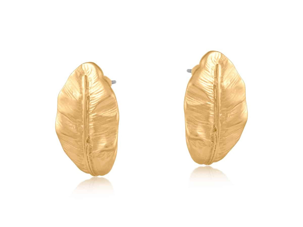 Big Metal London Freya Leaf Earrings Gold