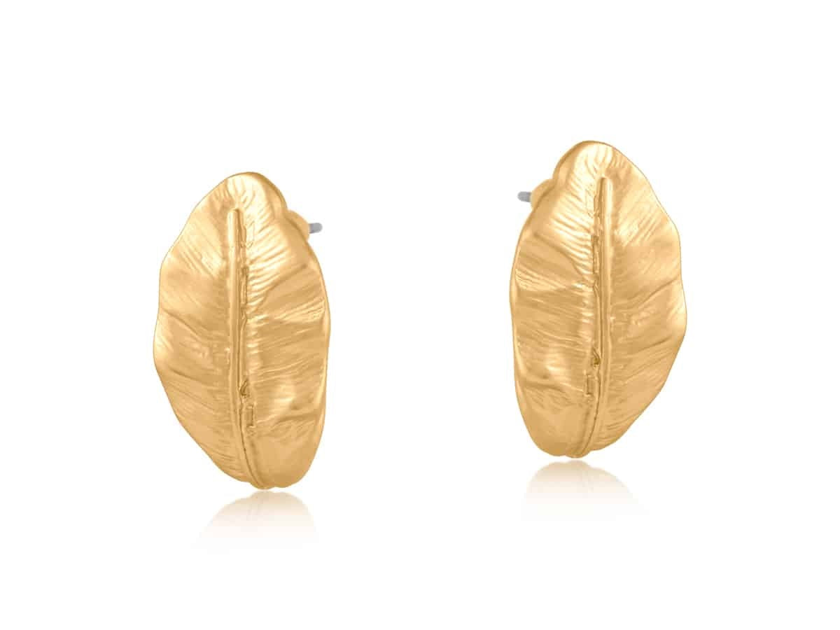 Big Metal London Freya Leaf Earrings Gold