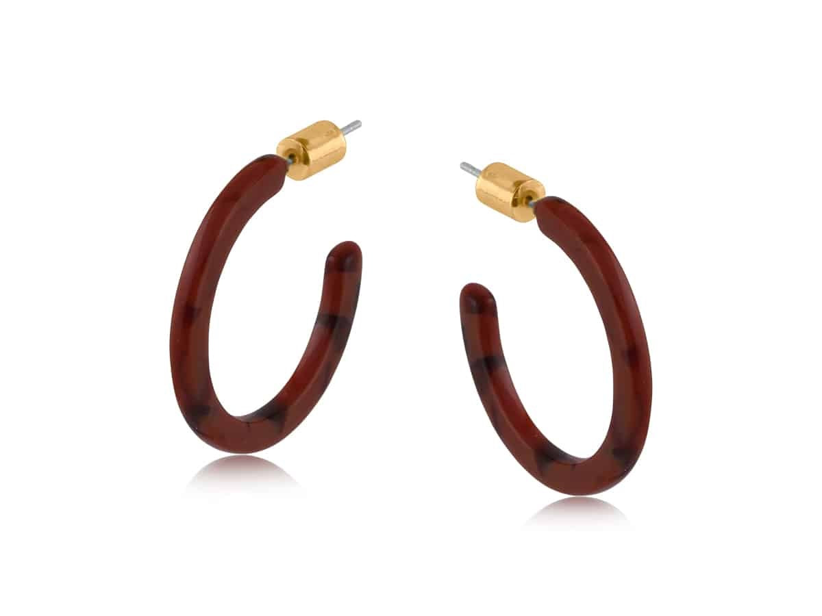 Big Metal London Oleandre Thin Resin Hoop Earrings Cacao Black