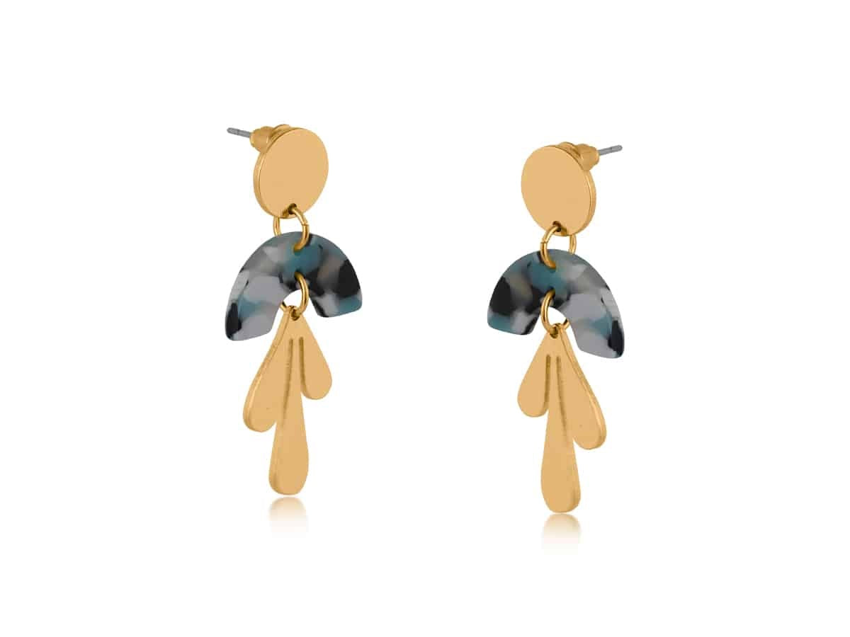 Big Metal London Erica Petal Dangle Earrings in Blue