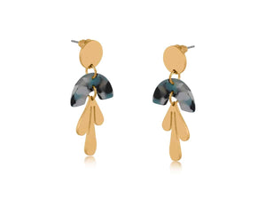 Big Metal London Erica Petal Dangle Earrings in Blue