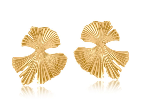 Big Metal London Julia Gynko Leaf Dangle Earrings Gold