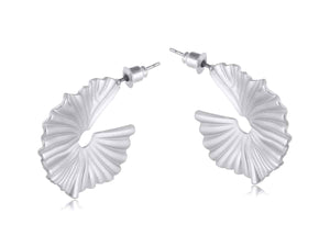 Big Metal London Julia Gynko Leaf Hoop Earrings Silver