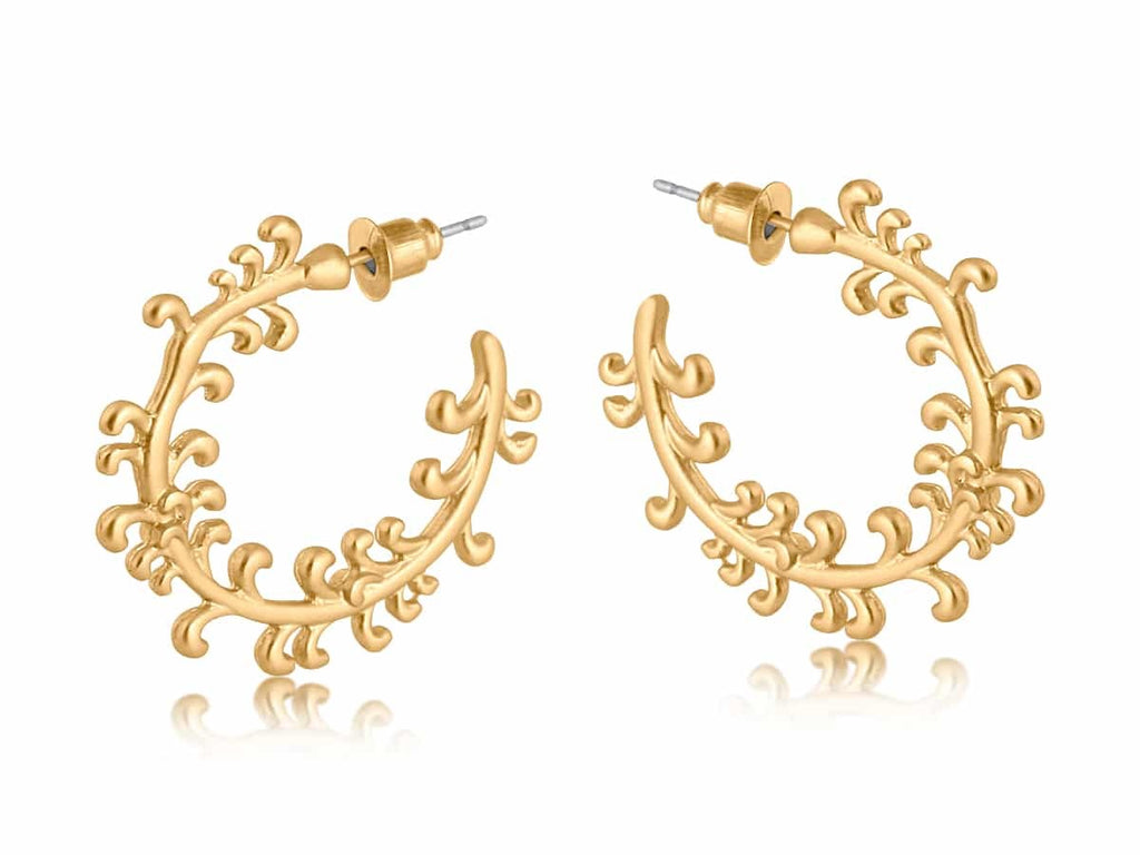 Big Metal London Selma Ornamental Hoop Earrings Gold