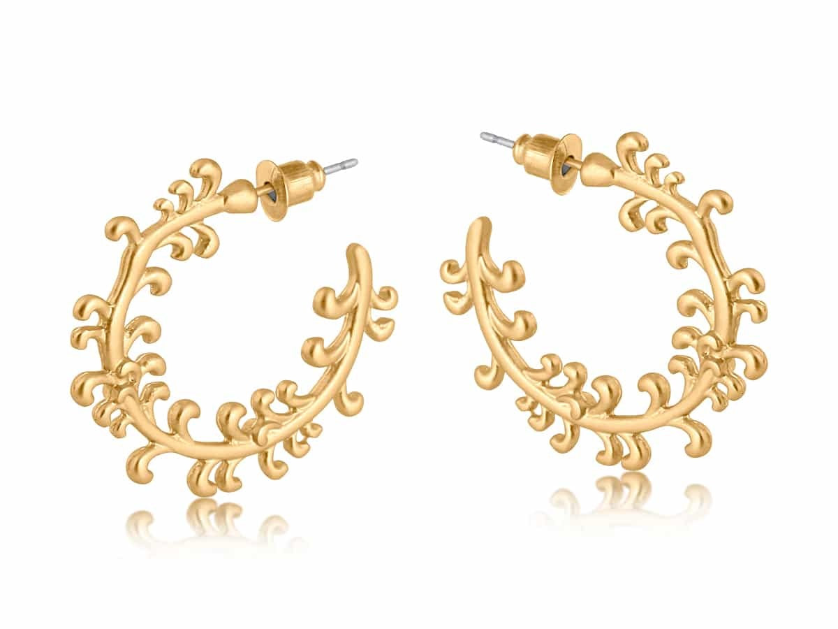 Big Metal London Selma Ornamental Hoop Earrings Gold