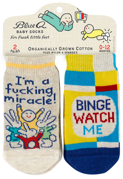 Blue Q Baby Socks Fucking Miracle, Binge Watch Me