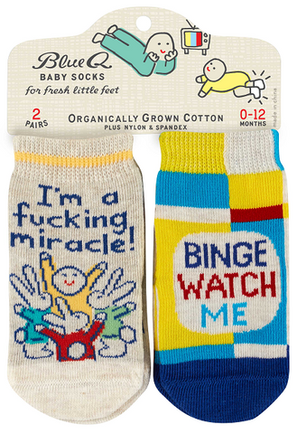 Blue Q Baby Socks Fucking Miracle, Binge Watch Me