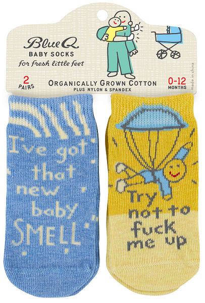 Blue Q Baby Socks New Baby Smell, Try Not to Fuck Me Up