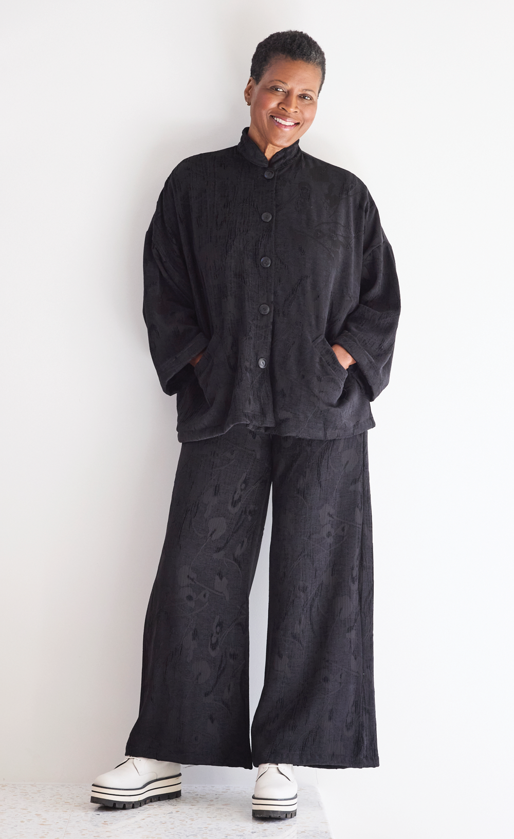 Long Full Pant from Bryn Walker in Nero Jacquard