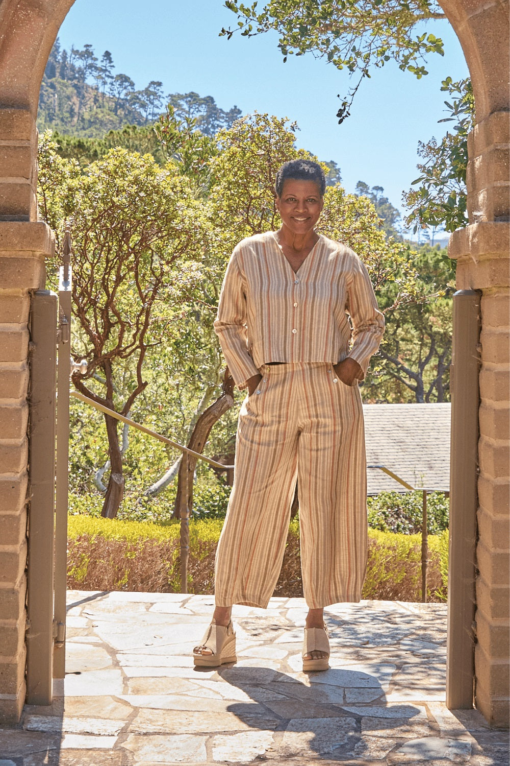 Bryn Walker's cropped Genie Pant in Morocco Stripe