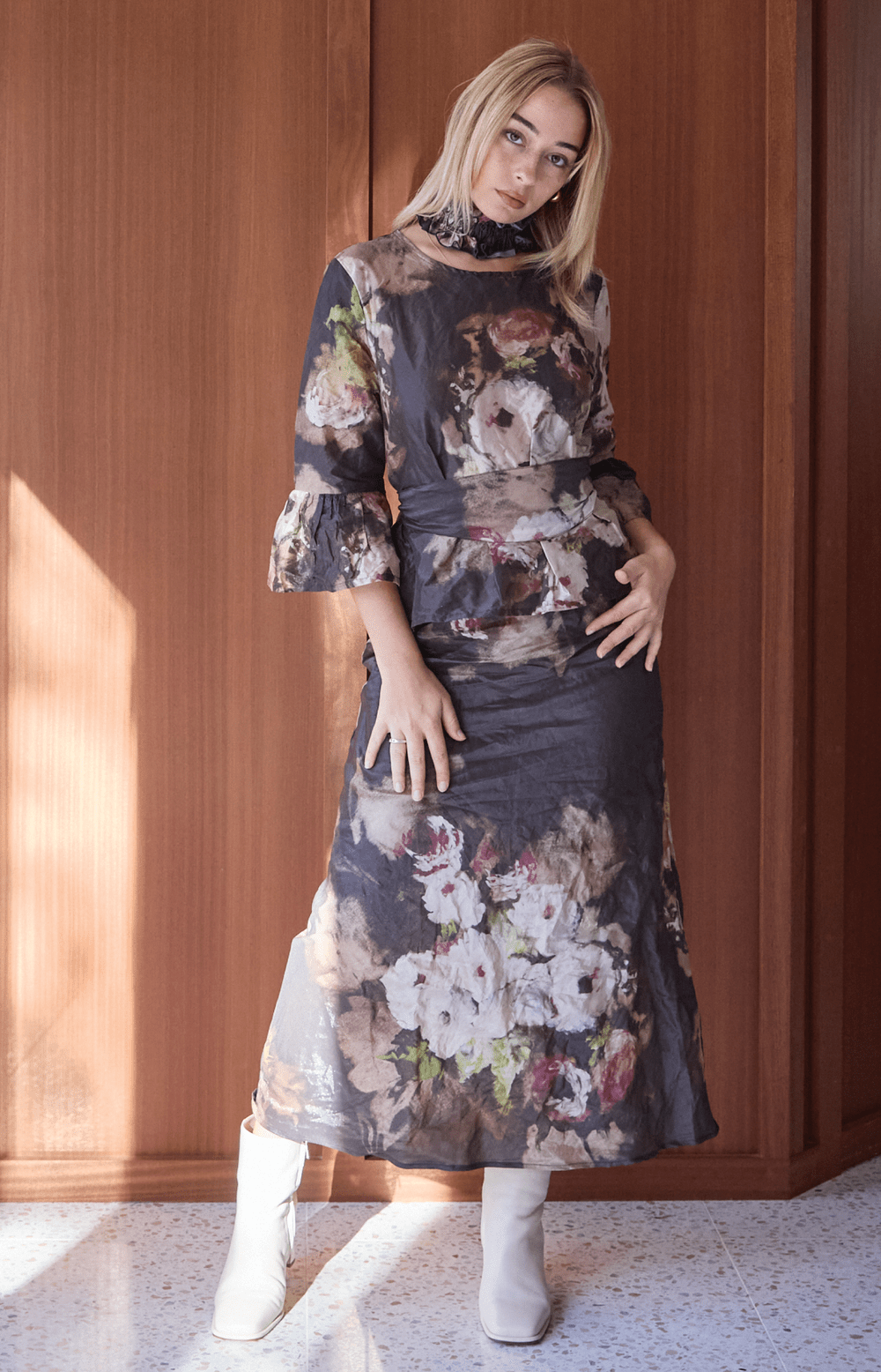 Bias Long Skirt in Fiore