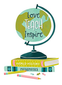 Globe and Books Teacher Card