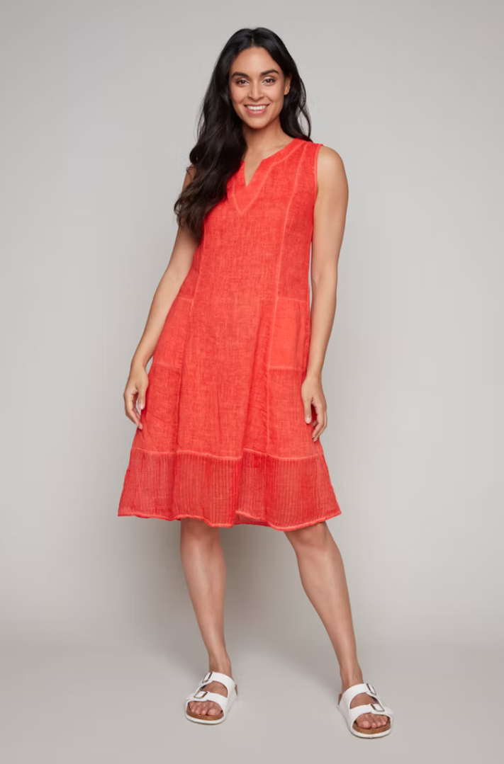 Carré Noir's linen Woven Dress in Orange
