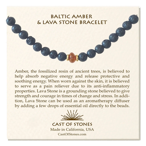 Baltic Amber & Lava Stone Bracelet