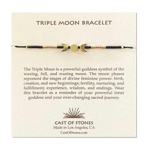 Triple Moon Deep Purple & Gold Bracelet