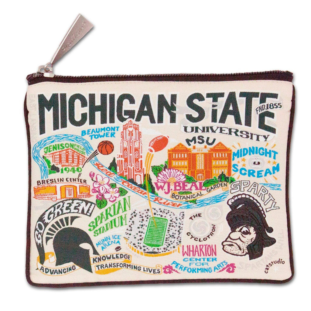 Michigan Themed Canvas Zip Pouch
