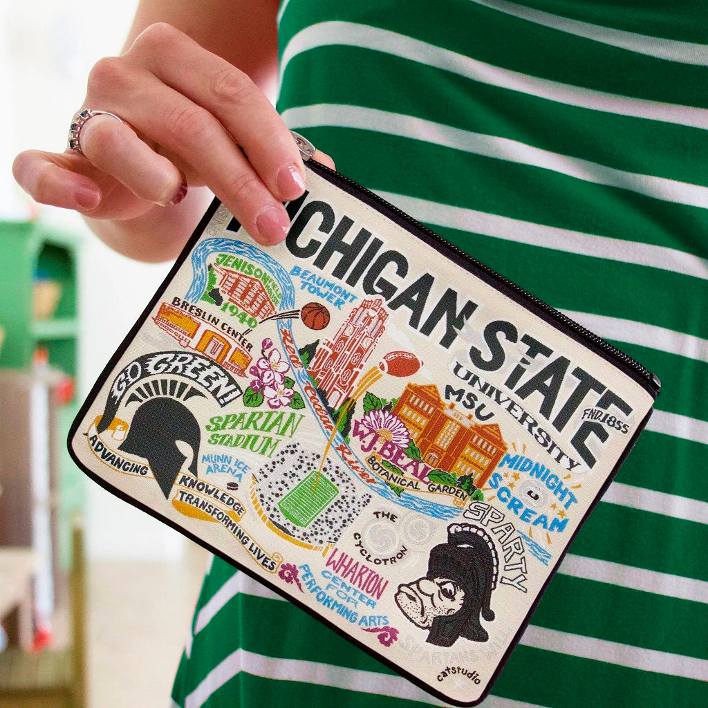 Michigan Themed Canvas Zip Pouch