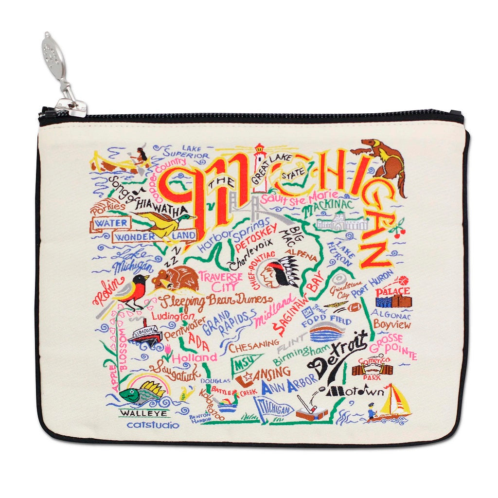 Michigan Themed Canvas Zip Pouch