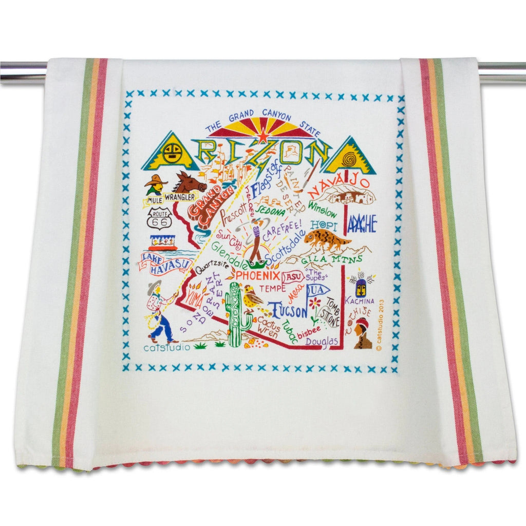 Embroidered Geography Dish Towel Arizona
