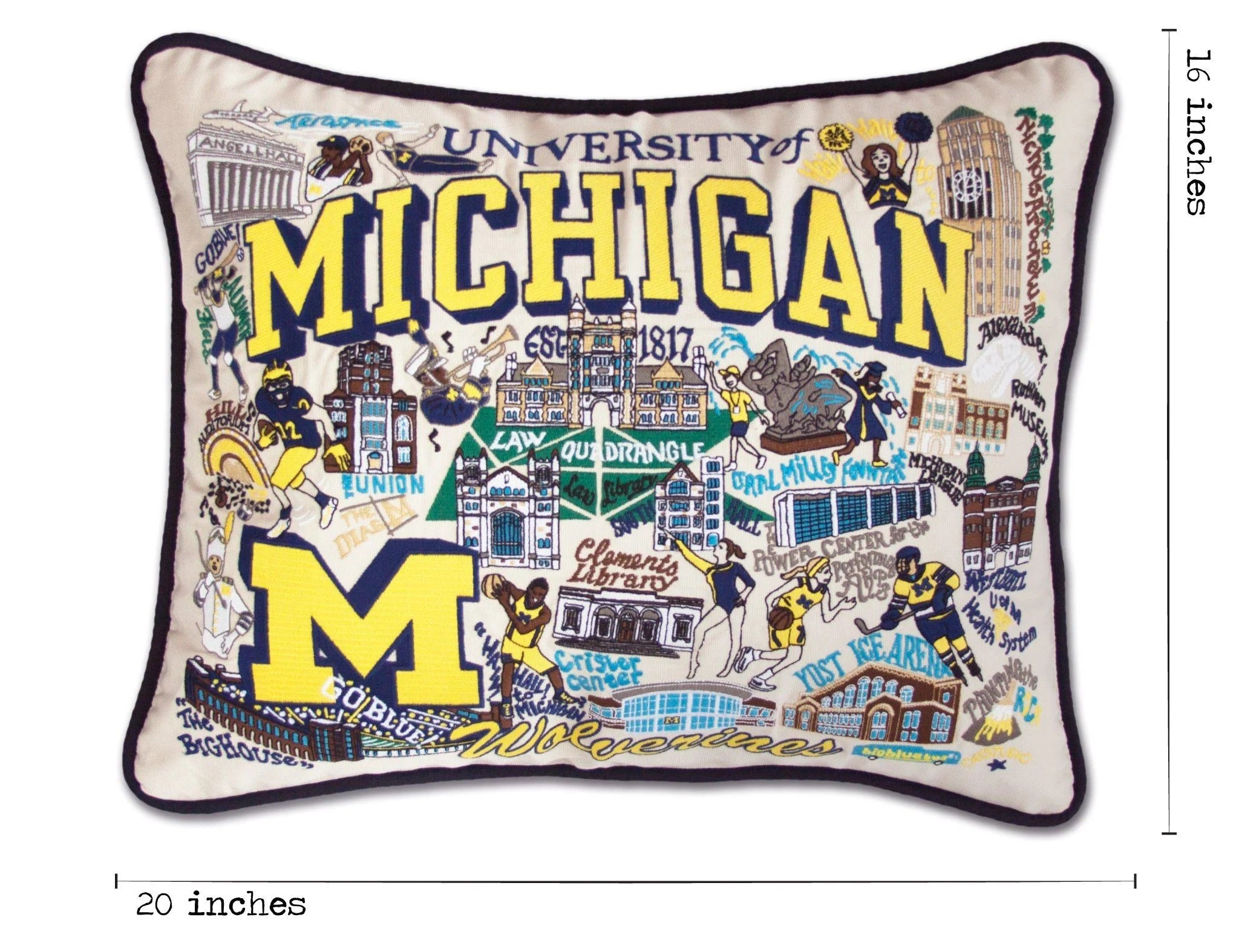 University of Michigan Embroidered Pillow
