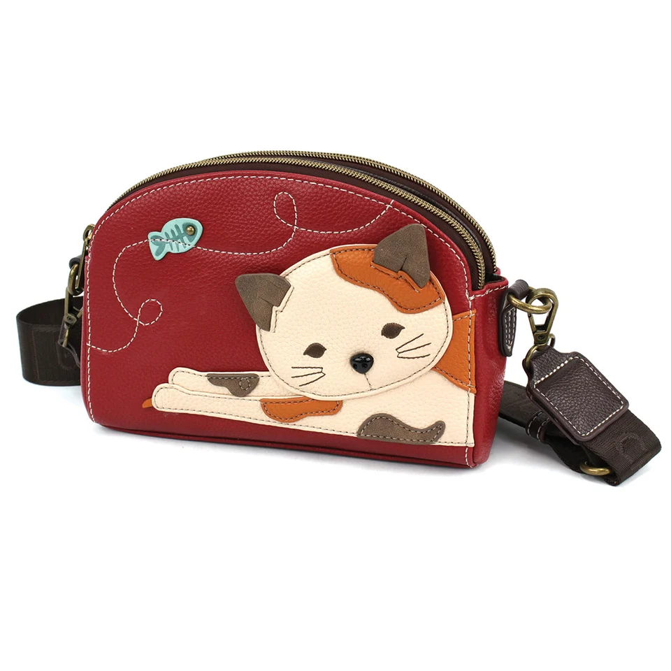 Cat Toaster Crossbody Bag / Burgundy
