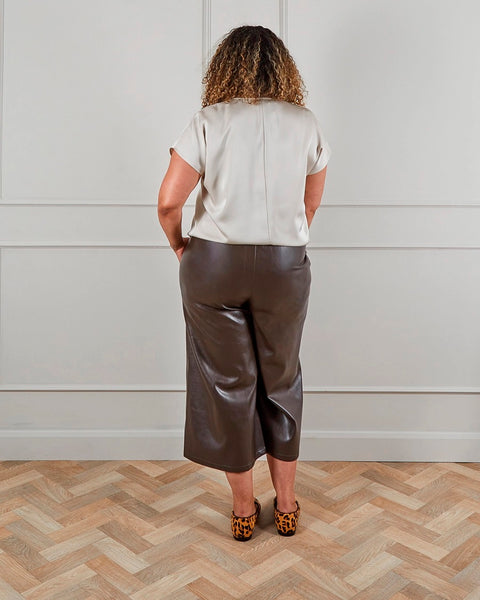 Darcy Faux Leather Trousers from Chalk UK Brown