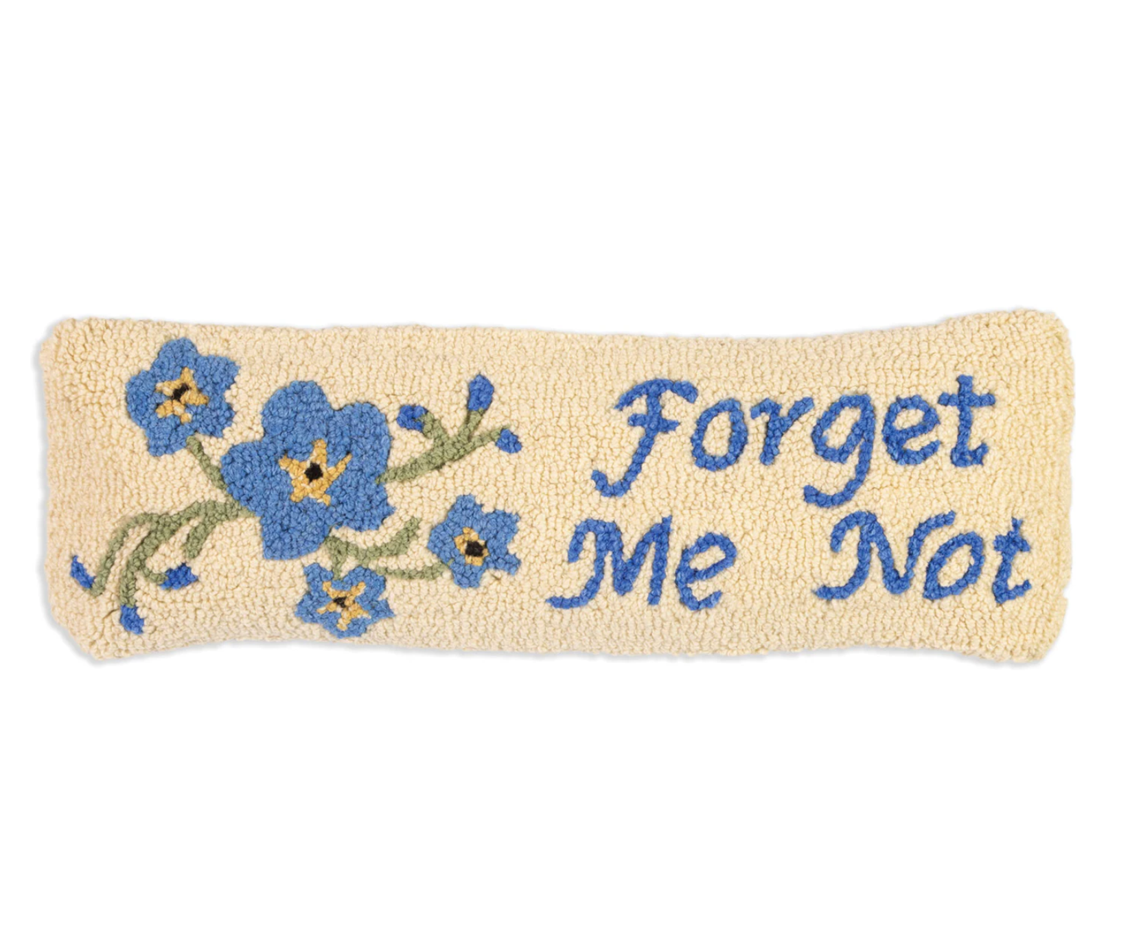 Forget Me Not Hooked Wool Pillow