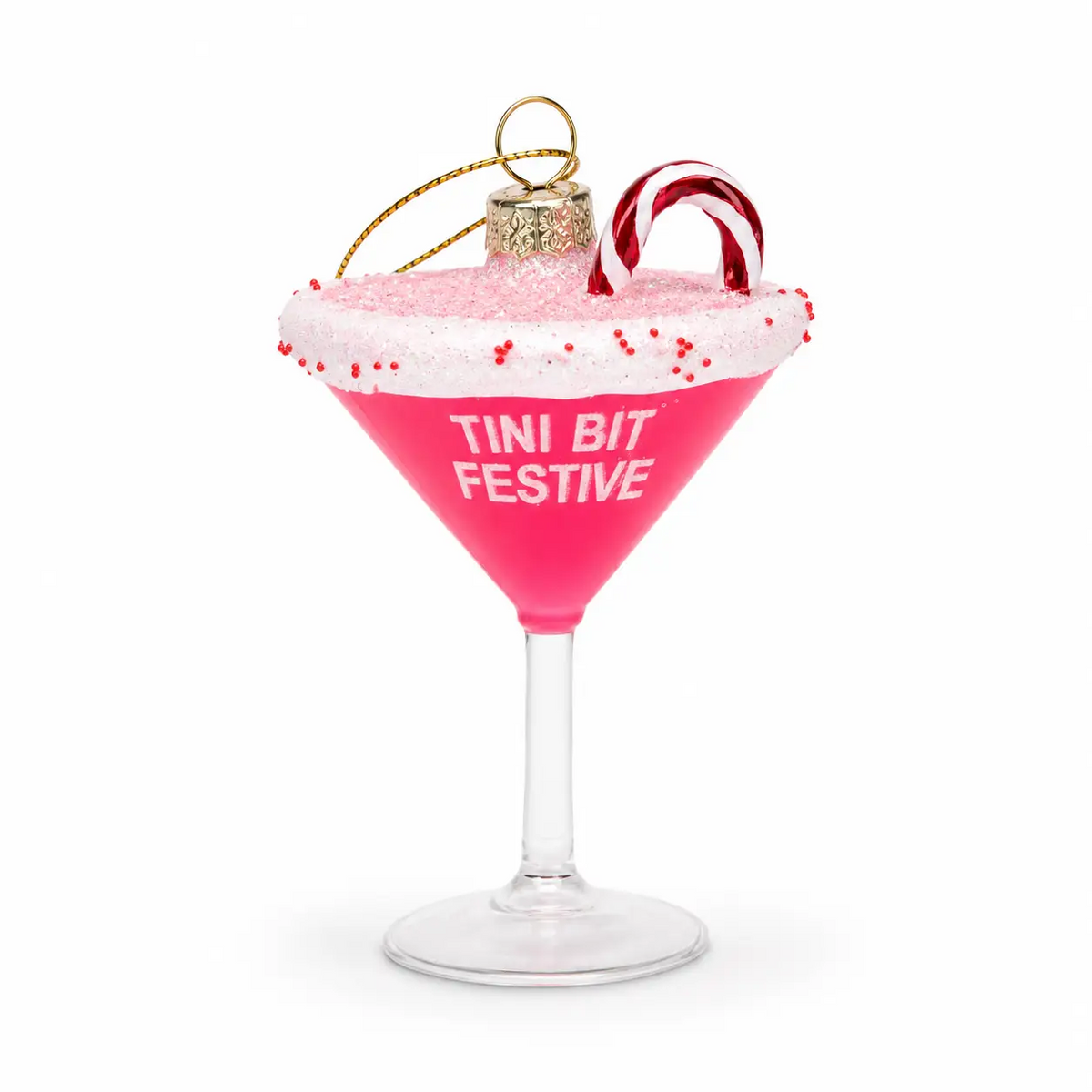 Chez Gagne's Tini Bit Festive Holiday Martini Glass Ornament