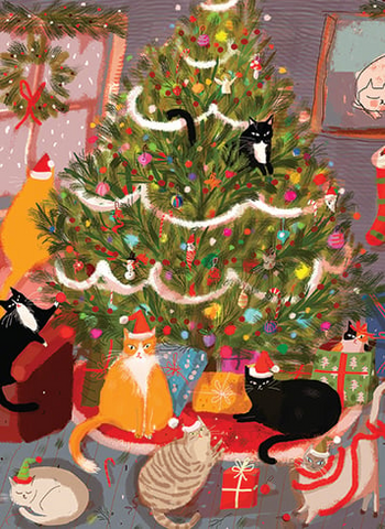 Christmas Tree Cats Holiday Card