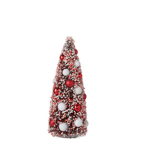 Red & White Bottle Brush Tree with Ornaments / Medium | SALE! 50% Off